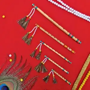 Painted Vansali with bead strands & peacock feather tassels